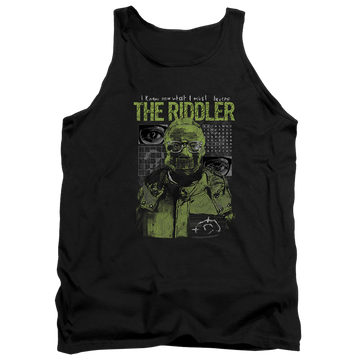 Black men's tank with The Batman (2022) Riddler Illustration graphic