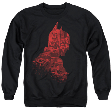 Black men's crewneck sweatshirt with The Batman (2022) News Silhouette graphic