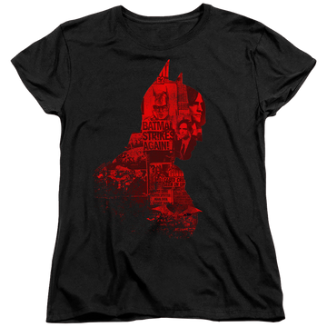 Black women's t-shirt with The Batman (2022) News Silhouette graphic