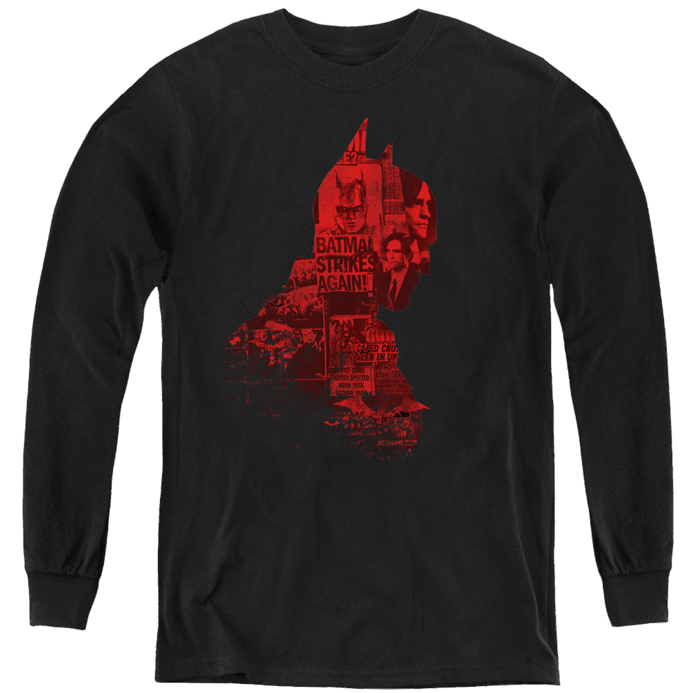 The Batman (2022) News Silhouette - Youth Long Sleeve T-Shirt Youth Long Sleeve T-Shirt Batman   