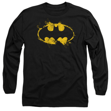 Black men's long sleeve t-shirt with The Batman (2022) Paint Roller Logo graphic