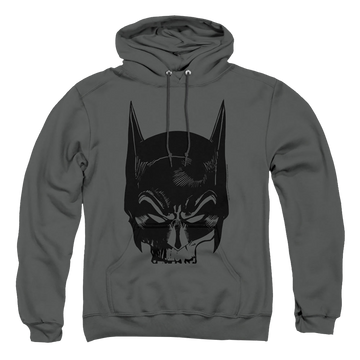 Charcoal pullover hoodie with The Batman (2022) Skull On Gray graphic