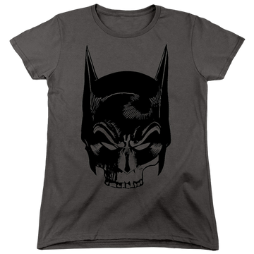 Charcoal women's t-shirt with The Batman (2022) Skull On Gray graphic