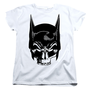 White women's t-shirt with The Batman (2022) Skull On White graphic