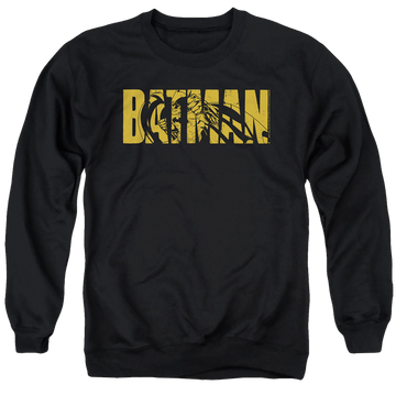 Black men's crewneck sweatshirt with The Batman (2022) Text On Black graphic