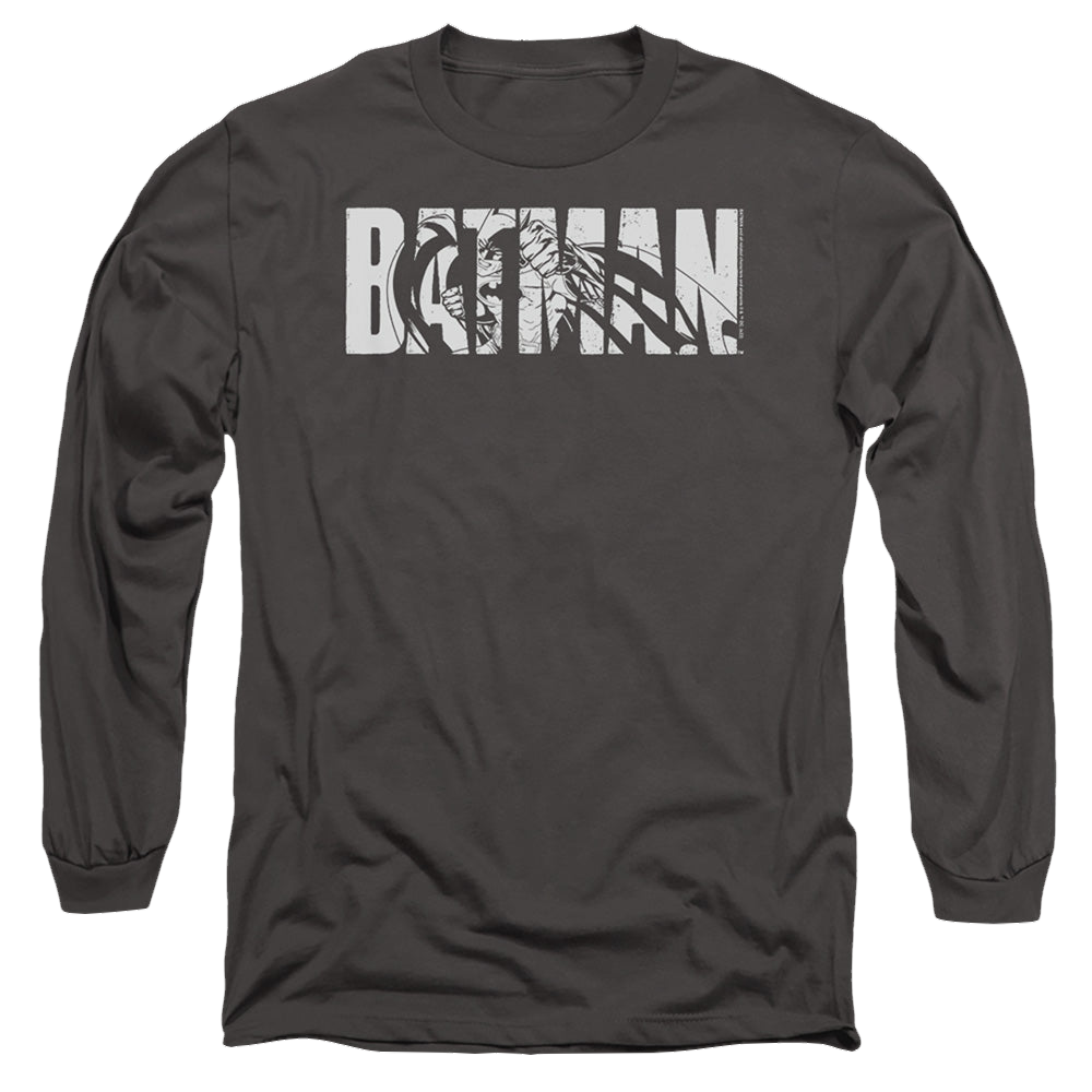 The Batman (2022) Text On Gray - Men's Long Sleeve T-Shirt Men's Long Sleeve T-Shirt Batman   