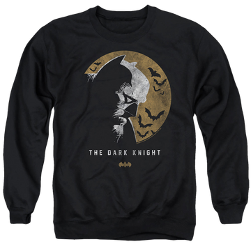 Black men's crewneck sweatshirt with The Batman (2022) Dark Knight Moon graphic