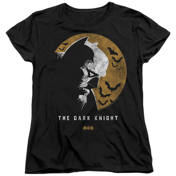 Black women's t-shirt with The Batman (2022) Dark Knight Moon graphic