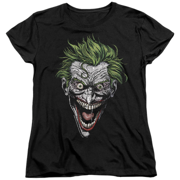 Black women's t-shirt with The Batman (2022) Joker graphic