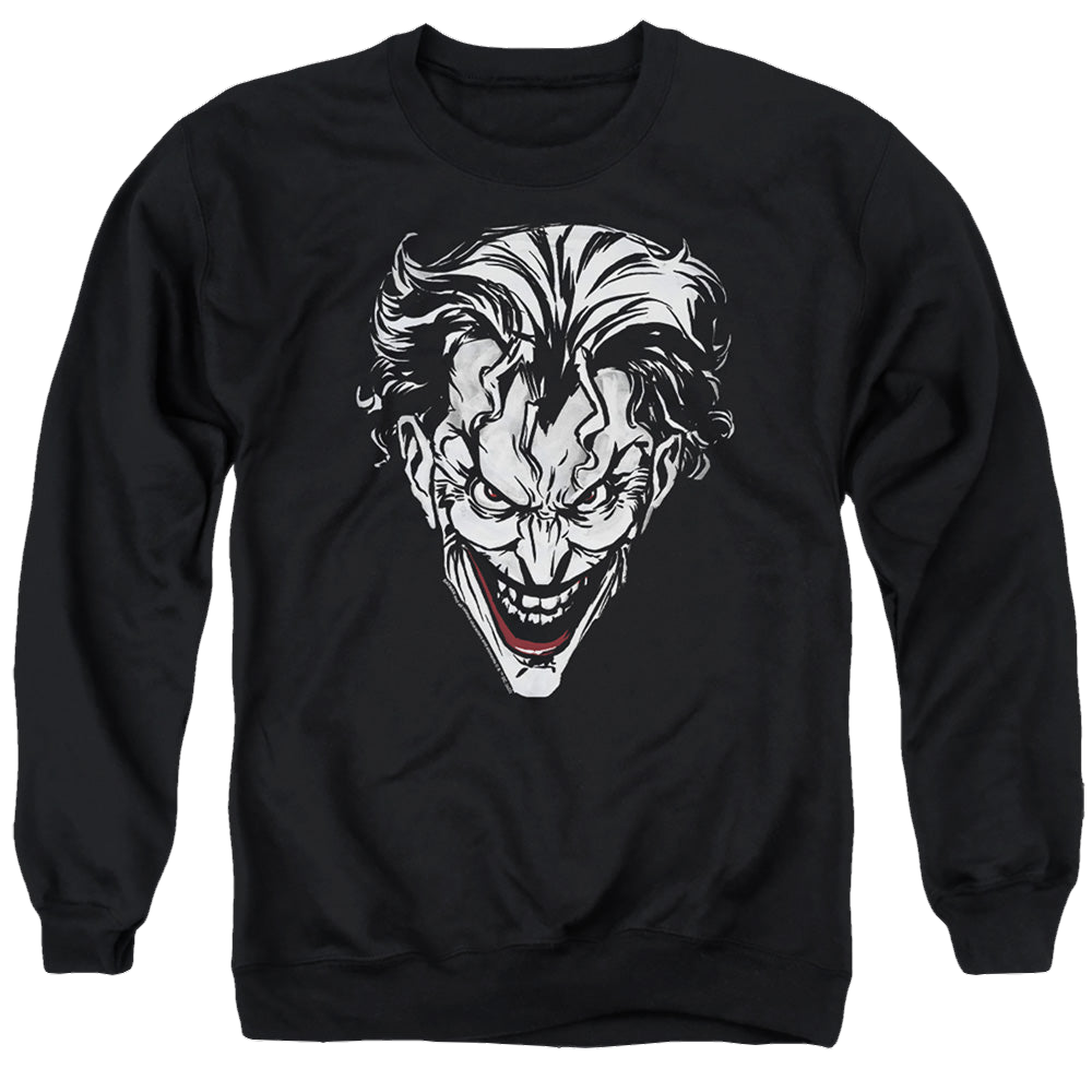 The Batman (2022) Joker Red On Black - Men's Crewneck Sweatshirt Men's Crewneck Sweatshirt Batman   