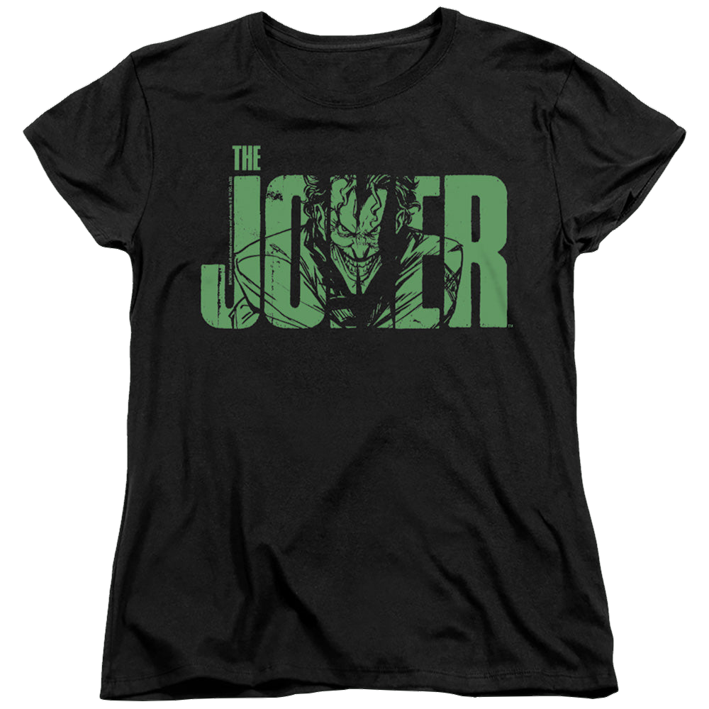 The Batman (2022) Joker Text On Black - Women's T-Shirt Women's T-Shirt Batman   