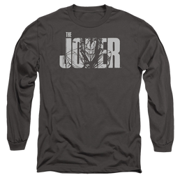 The Batman (2022) Joker Text On Gray - Men's Long Sleeve T-Shirt Men's Long Sleeve T-Shirt Batman   