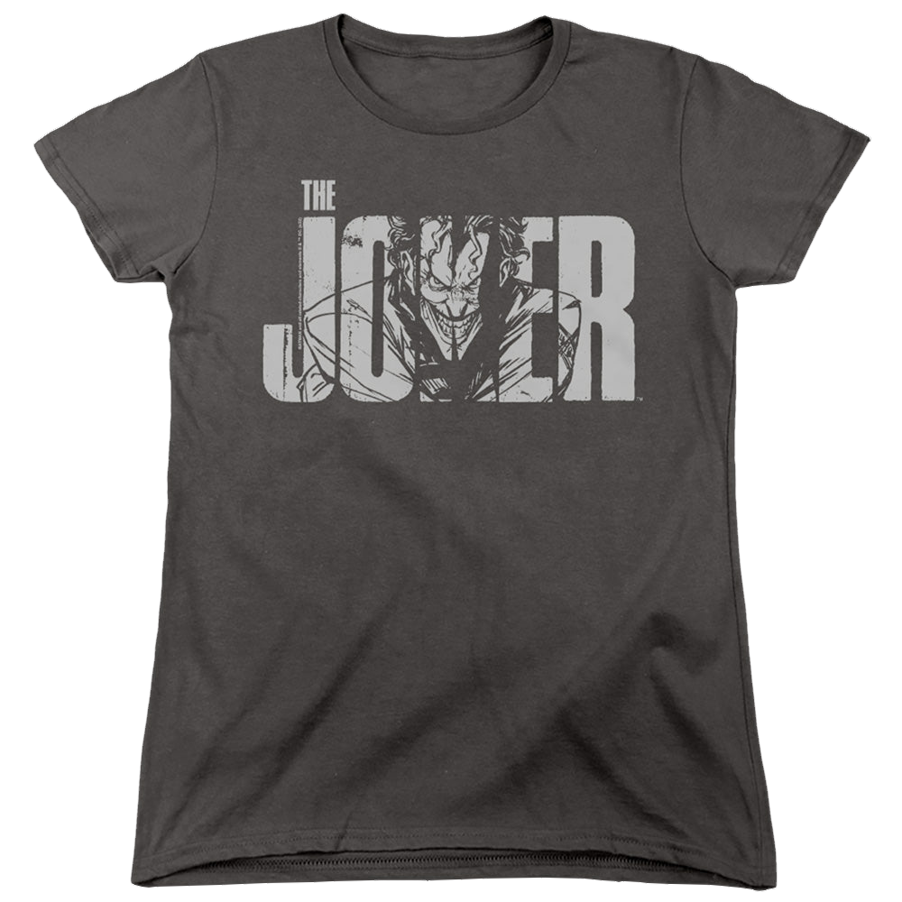 The Batman (2022) Joker Text On Gray - Women's T-Shirt Women's T-Shirt Batman   