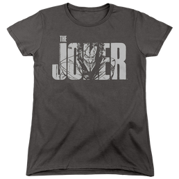 The Batman (2022) Joker Text On Gray - Women's T-Shirt Women's T-Shirt Batman   
