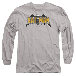 The Batman (2022) Vintage Bat Logo On Gray - Men's Long Sleeve T-Shirt Men's Long Sleeve T-Shirt Batman   