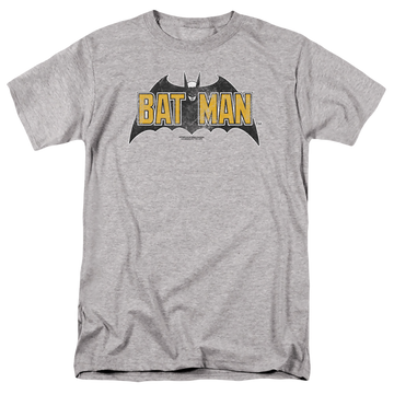 Athletic heather men's regular fit t-shirt with The Batman (2022) Vintage Bat Logo On Gray graphic