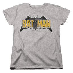 The Batman (2022) Vintage Bat Logo On Gray - Women's T-Shirt Women's T-Shirt Batman   