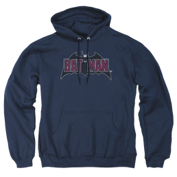 The Batman (2022) Vintage Bat Logo On Navy - Pullover Hoodie Pullover Hoodie Batman   