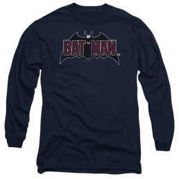 The Batman (2022) Vintage Bat Logo On Navy - Men's Long Sleeve T-Shirt Men's Long Sleeve T-Shirt Batman   