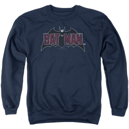 The Batman (2022) Vintage Bat Logo On Navy - Men's Crewneck Sweatshirt Men's Crewneck Sweatshirt Batman   