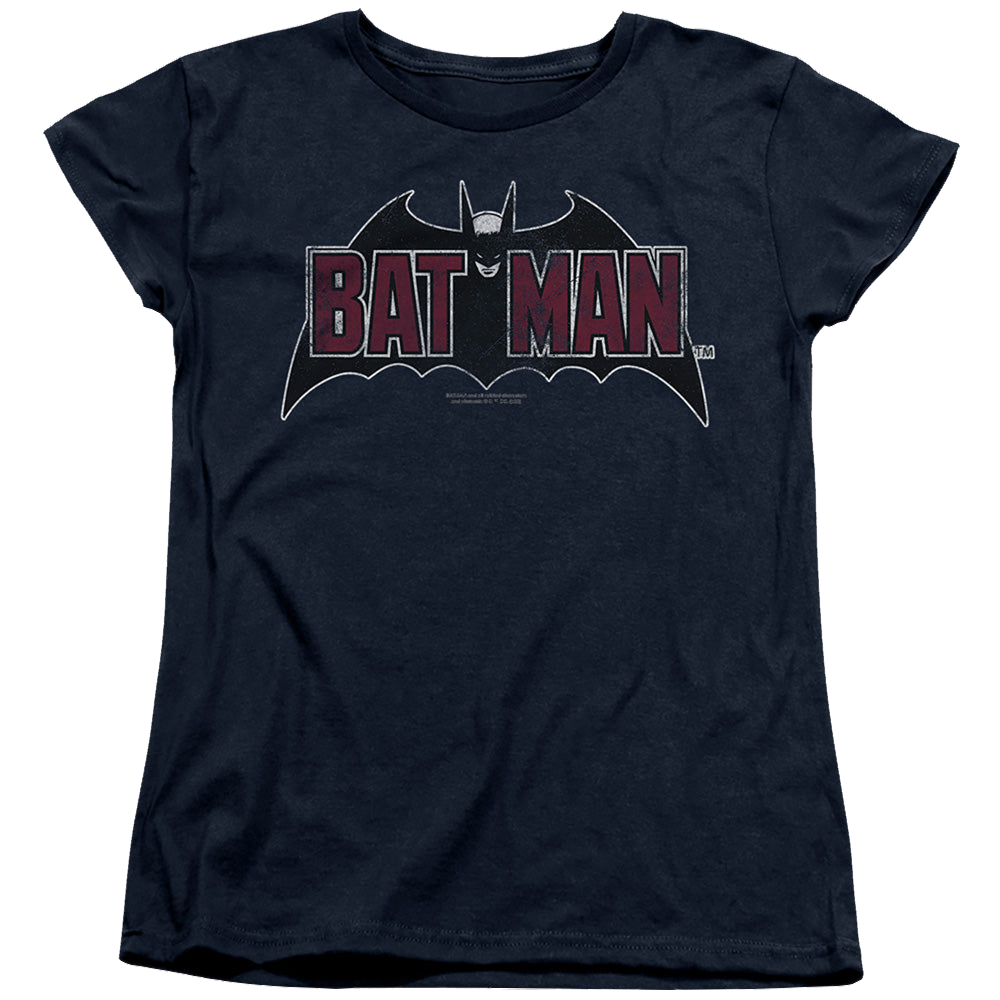 The Batman (2022) Vintage Bat Logo On Navy - Women's T-Shirt Women's T-Shirt Batman   