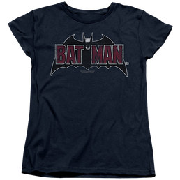 The Batman (2022) Vintage Bat Logo On Navy - Women's T-Shirt Women's T-Shirt Batman   