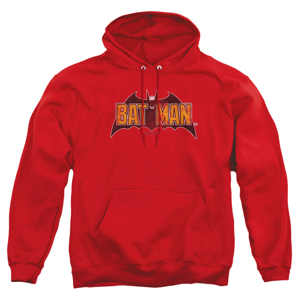 The Batman (2022) Vintage Bat Logo On Red - Pullover Hoodie Pullover Hoodie Batman   