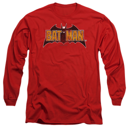 The Batman (2022) Vintage Bat Logo On Red - Men's Long Sleeve T-Shirt Men's Long Sleeve T-Shirt Batman   