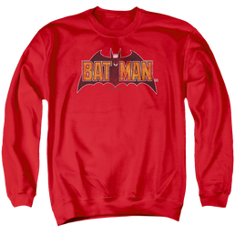 The Batman (2022) Vintage Bat Logo On Red - Men's Crewneck Sweatshirt Men's Crewneck Sweatshirt Batman   