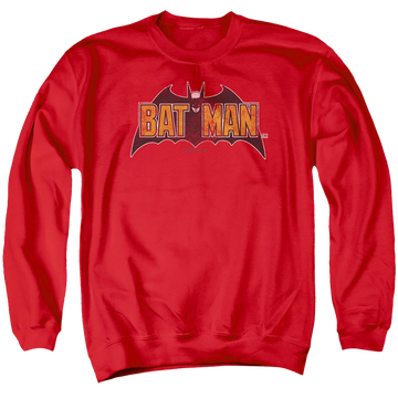 Red men's crewneck sweatshirt with The Batman (2022) Vintage Bat Logo On Red graphic