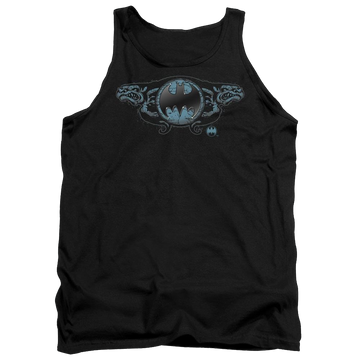 Black men's tank with Batman Two Gargoyles Logo graphic