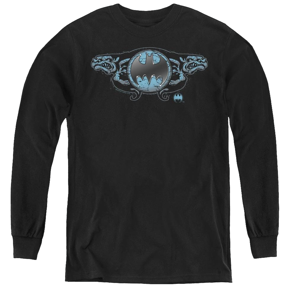 Dc Batman Two Gargoyles Logo - Youth Long Sleeve T-Shirt Youth Long Sleeve T-Shirt Batman   