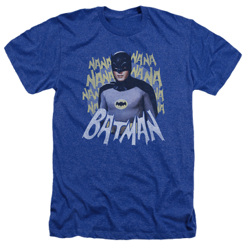Royal men's heather t-shirt with Batman Classic TV Series Theme Song graphic