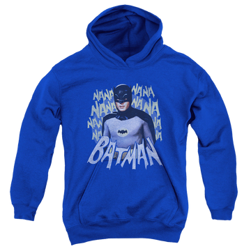 Royal youth hoodie for ages 8 to 12 with Batman Classic TV Series Theme Song graphic