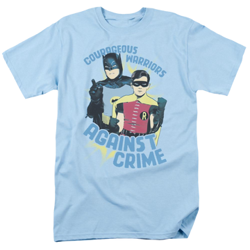 Light blue men's regular fit t-shirt with Batman Classic Tv Series Courageous Warriors graphic