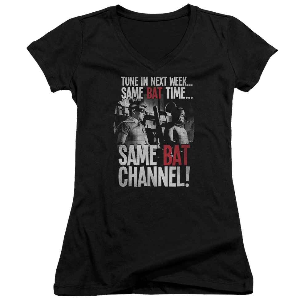 Batman - Classic TV Series Bat Channel - Juniors V-Neck T-Shirt Juniors V-Neck T-Shirt Batman   