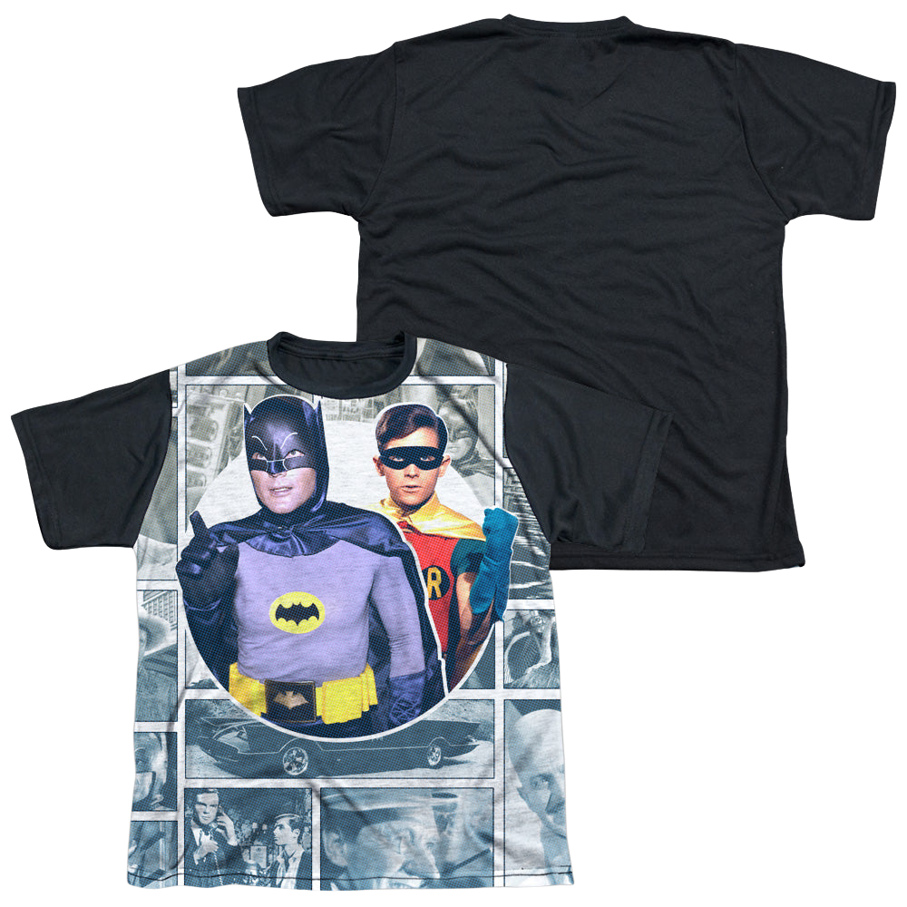 Batman Classic TV Series 60S Panels - Youth Black Back T-Shirt Youth Black Back T-Shirt (Ages 8-12) Batman   