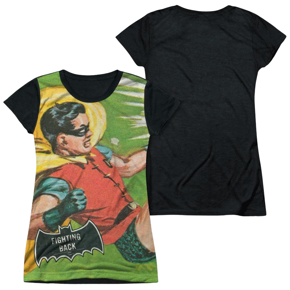 Batman - Classic TV Series Fighting Back - Juniors Black Back T-Shirt Juniors Black Back T-Shirt Batman   