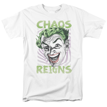 White men's regular fit t-shirt with Batman Classic TV Series Chaos Reigns graphic