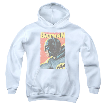 White youth hoodie for ages 8 to 12 with Batman Classic Tv Series Vintman graphic