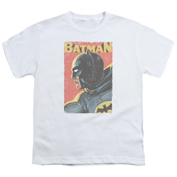 White youth t-shirt for ages 8 to 12 with Batman Classic TV Series Vintman graphic