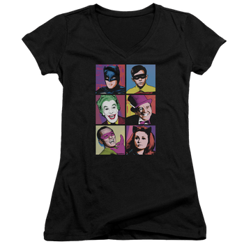Batman - Classic TV Series Pop Cast - Juniors V-Neck T-Shirt Juniors V-Neck T-Shirt Batman   