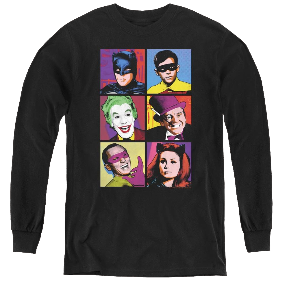 Batman Classic Tv Series Pop Cast - Youth Long Sleeve T-Shirt Youth Long Sleeve T-Shirt Batman   