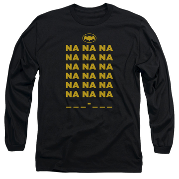 Black men's long sleeve t-shirt with Batman Classic TV Series Na Na Na graphic