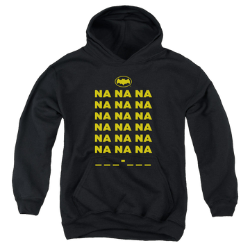 Black youth hoodie for ages 8 to 12 with Batman Classic TV Series Na Na Na graphic