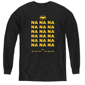 Black youth long sleeve t-shirt with Batman Classic Tv Series Na Na Na graphic