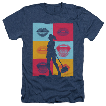 Navy men's heather t-shirt with Birds of Prey Lips graphic