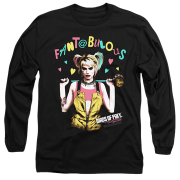 Black men's long sleeve t-shirt with Birds of Prey Fantabulous graphic