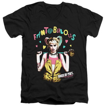 Black men's v-neck t-shirt with Birds of Prey Fantabulous graphic