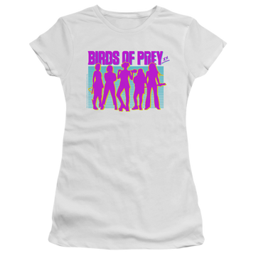 White juniors t-shirt with Birds of Prey Silhouettes graphic